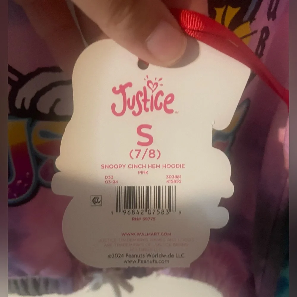 Justice x Peanuts‎ Snoopy World Tour Cinch Hem Hoodie NWT Girls Small 7/8